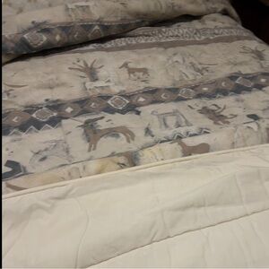 Animal Print Comforter Set - Cream and Gray cotton blend